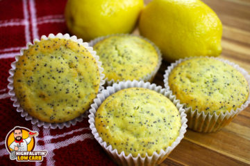 Low Carb Lemon Poppyseed Muffins by Highfalutin' Low Carb