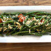 low carb green bean almandine with blistered tomatoes