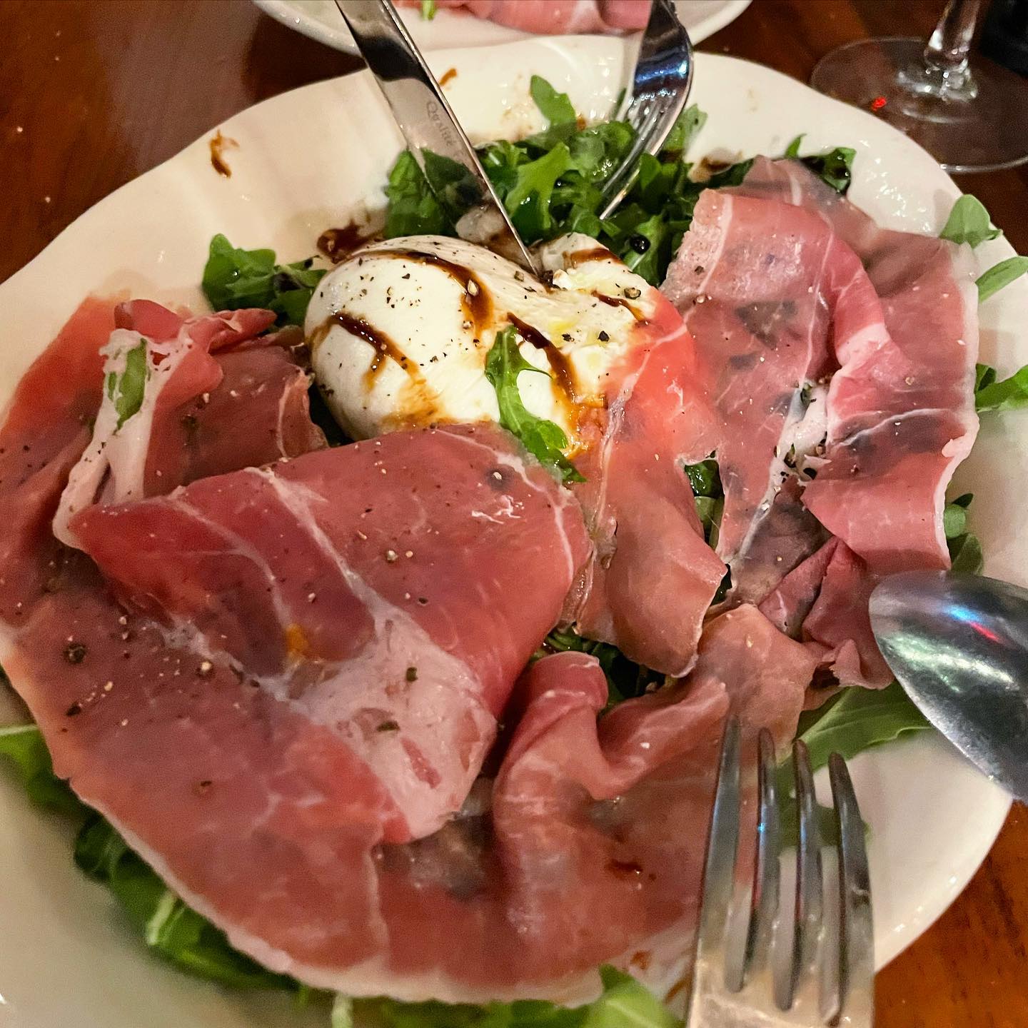 The burrata, prosciutto, arugula salad at Parma. So good!